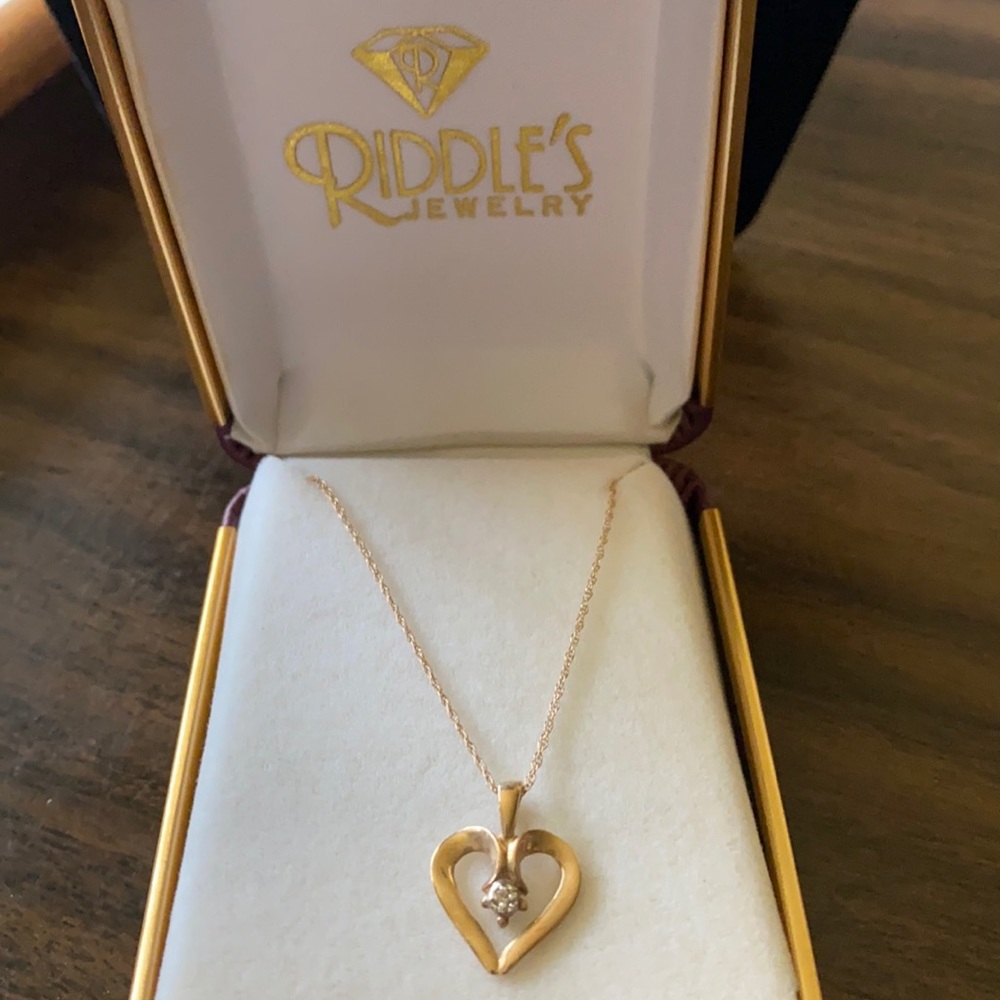 🌹New 18” Gold Diamond Heart Necklace